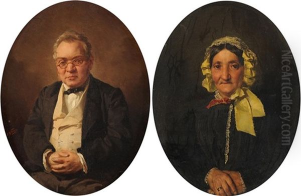 Portraits Eines Ehepaars (pair) Oil Painting by Jules Worms