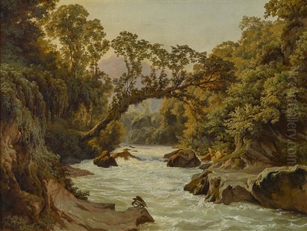 Wildbach Im Albaner Gebirge Oil Painting by Edmund von Woerndle zu Adelsfried und Weiherburg