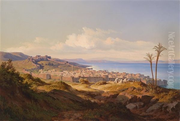 Stadt Und See Tiberias Oil Painting by Edmund von Woerndle zu Adelsfried und Weiherburg