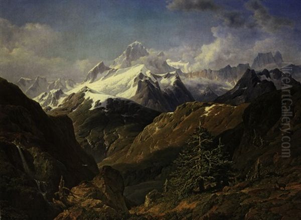 Hochgebirgslandschaft Oil Painting by Edmund von Woerndle zu Adelsfried und Weiherburg