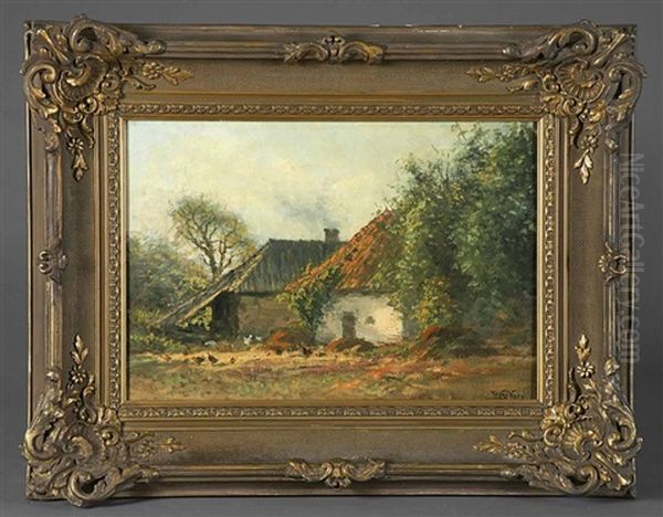 Einsamer Bauernhof Mit Huhnern Oil Painting by Willem Van Der Worp