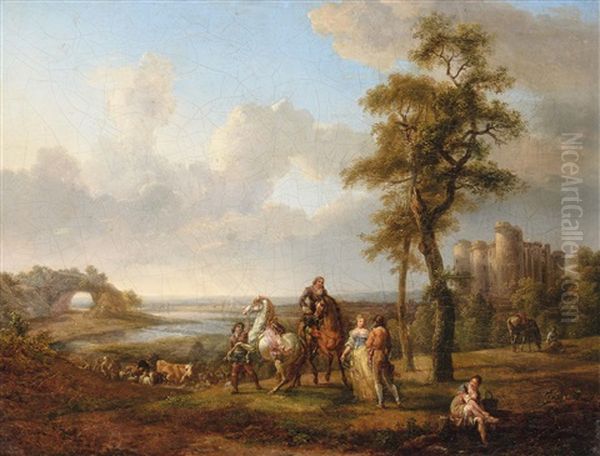 Paesaggio Con Cavalieri Oil Painting by Abraham Bruiningh van Worrell