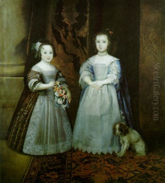 Portraits Of The Ladies Caroline And Harriet Scott, Daugthers Of The Earl Of Deloraine Oil Painting by James Worsdale