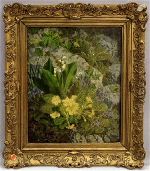 Primroses And Lily Of The Valley Oil Painting by Thomas Worsey