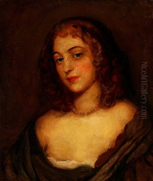 Portrait Of A Woman Oil Painting by Carlo Wostry