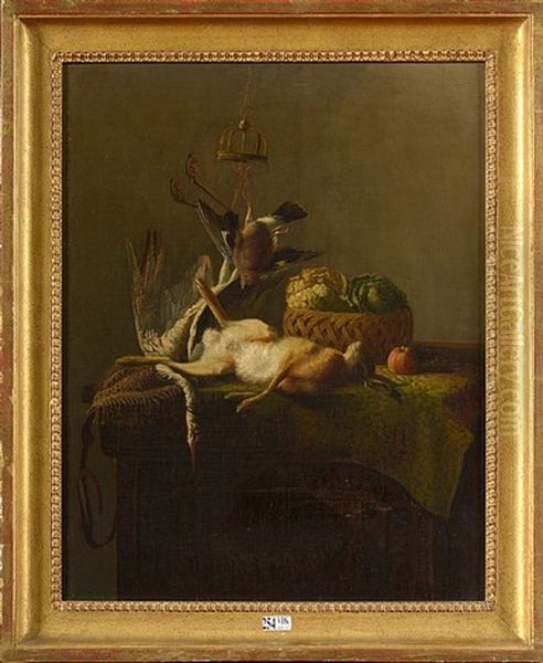 Trophee De Chasse Au Lievre, Aux Oiseaux Et Aux Legumes Oil Painting by Constant Woutermaertens