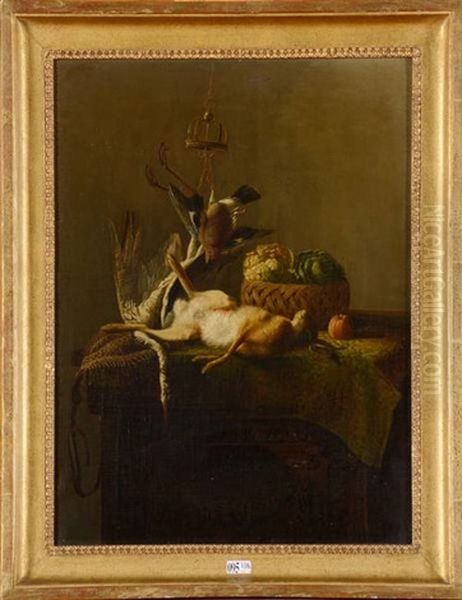 Trophee De Chasse Au Lievre, Aux Oiseaux Et Aux Legumes Oil Painting by Constant Woutermaertens