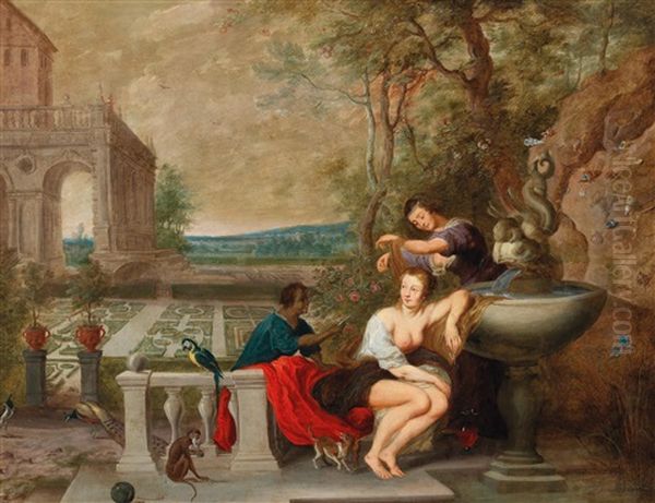 Bathsheba At Her Bath Oil Painting by Frans Wouters