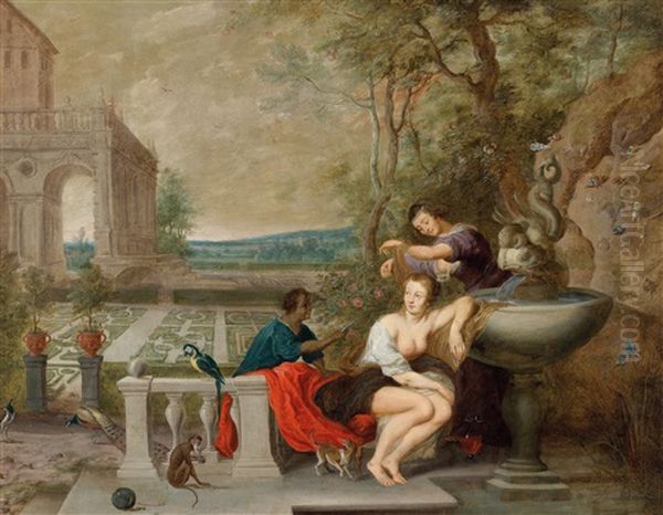 Bathsheba At Her Bath Oil Painting by Frans Wouters