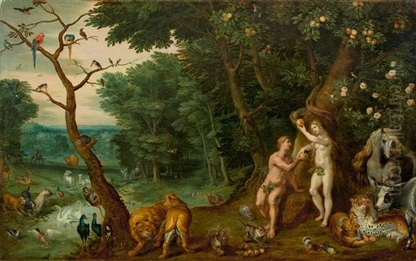 Paradise Landscape With The Fall Of Man Oil Painting by Frans Wouters