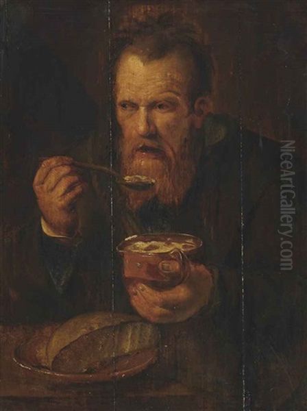 An Old Man Eating Oil Painting by Jan Wouters