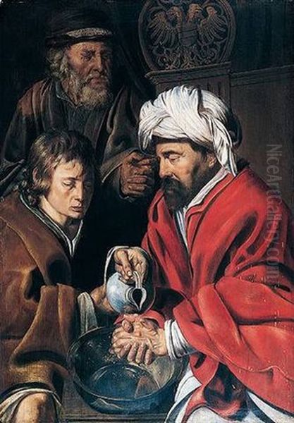 Pontius Pilate Washing His Hands Oil Painting by Jan Wouters