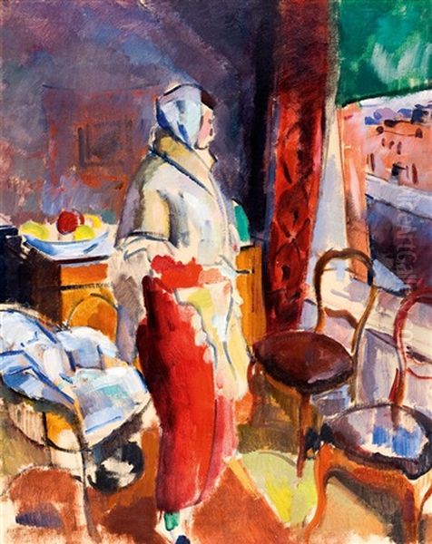 La Malade Au Chale Debout Devant La Fenetre Oil Painting by Rik Wouters