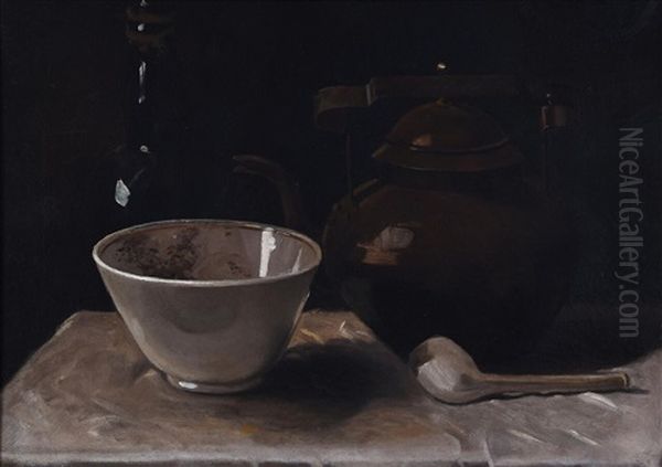 Still Life With Copper Kettle And Pipe Oil Painting by Anton Van Wouw