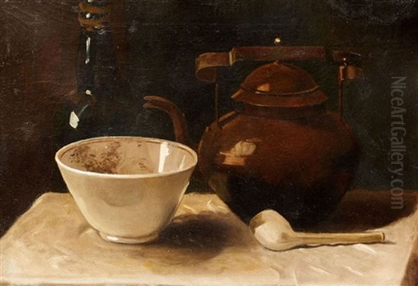 Still Life With Copper Kettle And Pipe Oil Painting by Anton Van Wouw