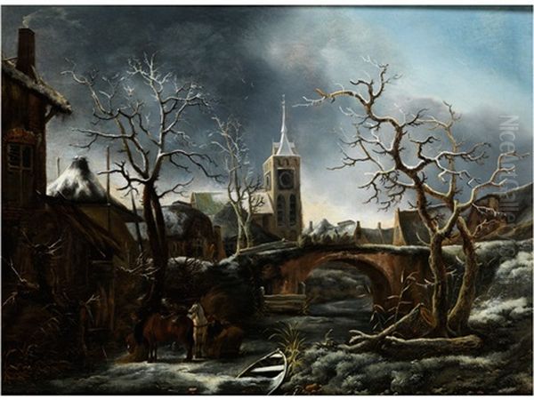 Winterliche Dorfansicht Oil Painting by Jan Wouwerman