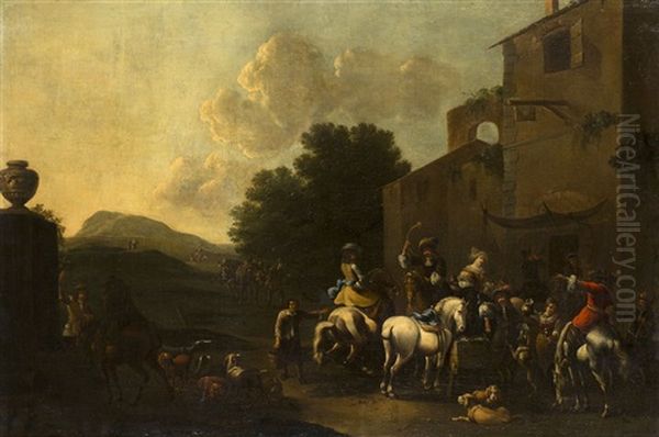 Viajeros Junto A Una Posada Oil Painting by Philips Wouwerman