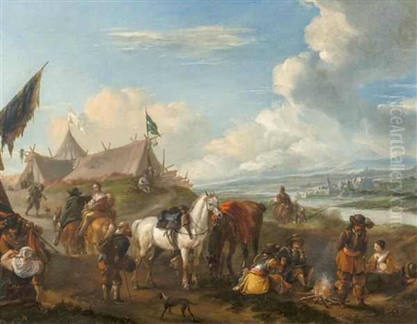 Kavalleristen Vor Einem Zelt Oil Painting by Philips Wouwerman