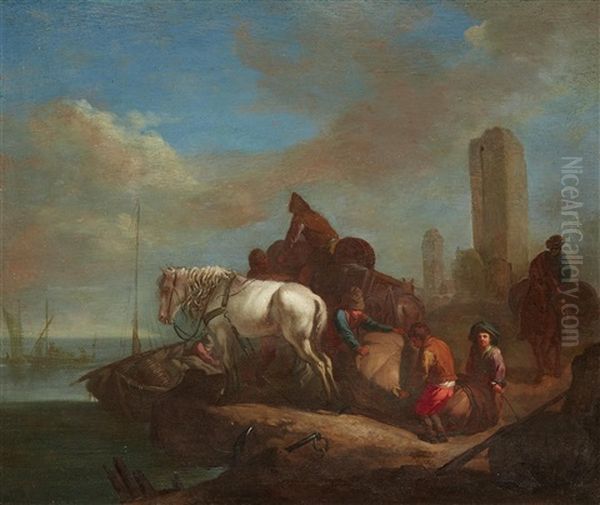 View Of A Harbour Oil Painting by Philips Wouwerman