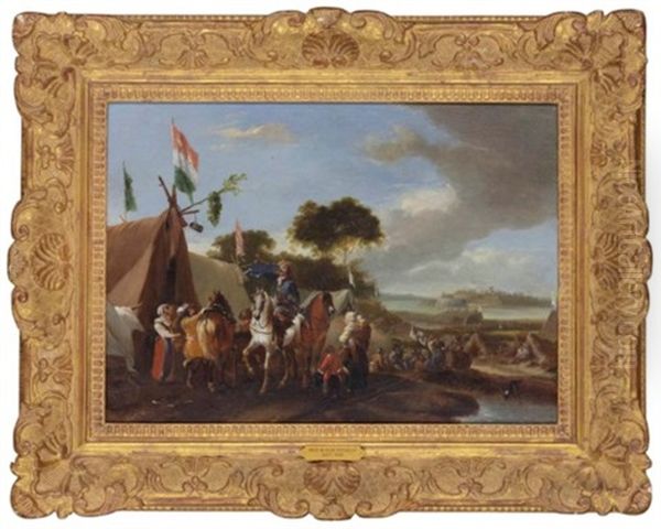 Figures In An Encampment Oil Painting by Philips Wouwerman