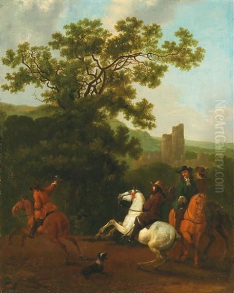 A Landscape With Horsemen Oil Painting by Philips Wouwerman