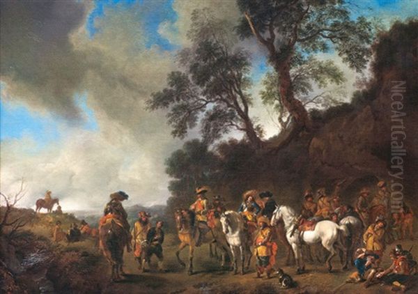 Kavallerielager Mit Verhaftung Eines Spions Oil Painting by Philips Wouwerman