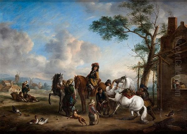 Descanso De Los Jinetes Oil Painting by Pieter Wouwerman