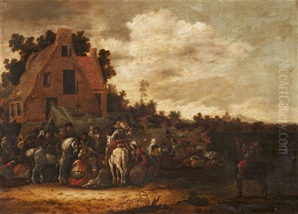 Rest By A Tavern Oil Painting by Pieter Wouwerman