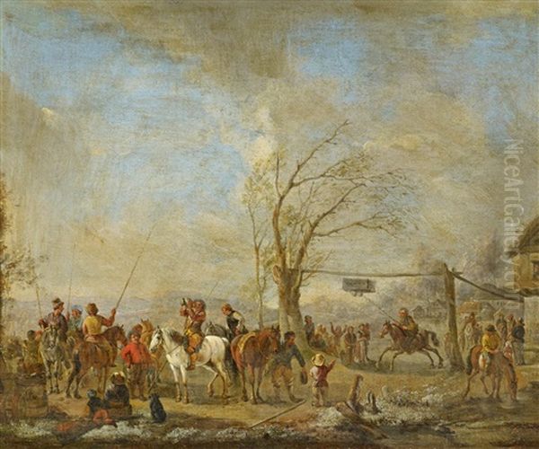 Ringelstechen. Hollandisches Dorffest Oil Painting by Pieter Wouwerman