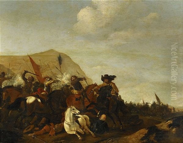 Battle Scene Oil Painting by Pieter Wouwerman