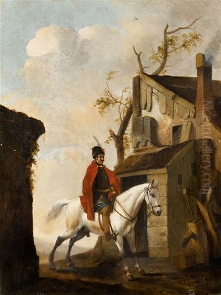 Horseman By A Farmstead Oil Painting by Pieter Wouwerman