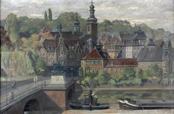 Blick Auf Die Alte Brucke Und Die Schlosskirche In Saarbrucken by Christian Woytt