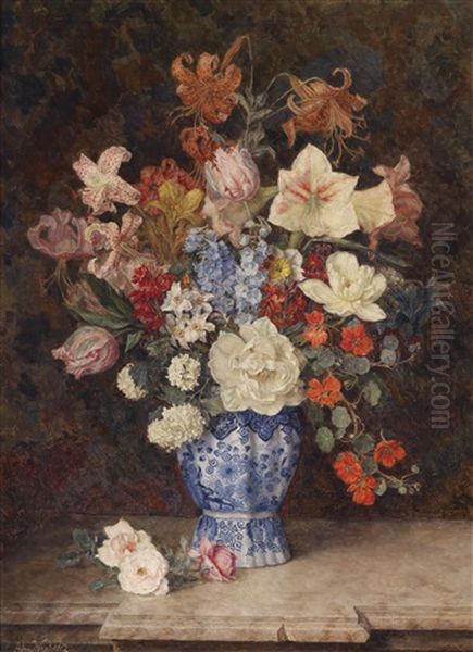 Groser Blumenstraus Oil Painting by Anton Wrabetz