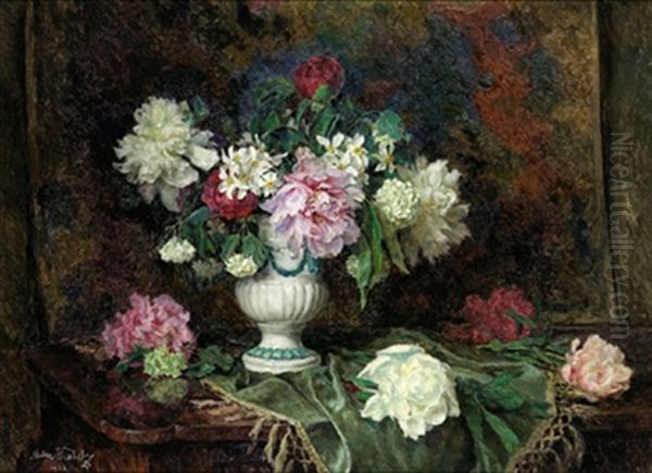 Fruhlingsblumenstraus Oil Painting by Anton Wrabetz