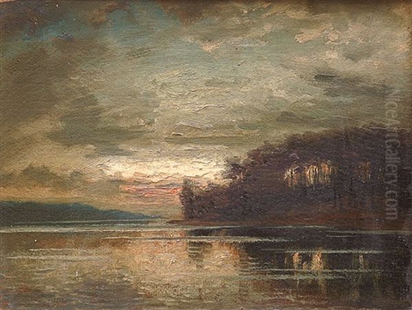 Abendstimmung Am Dieksee Bei Malente Oil Painting by Joachim Hinrich (Hinnerk) Wrage