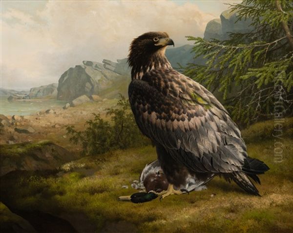 Eagle With Prey Oil Painting by Ferdinand von Wright