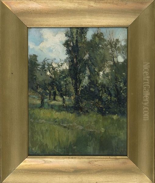 Landscape With Trees Oil Painting by George Hand Wright