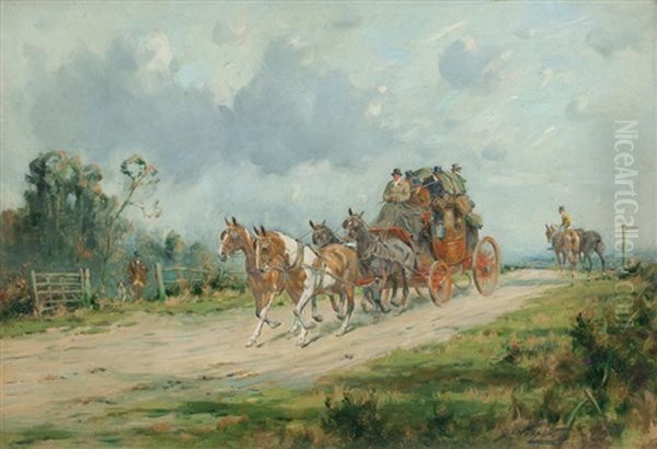 Coach And Four Oil Painting by George W. Wright