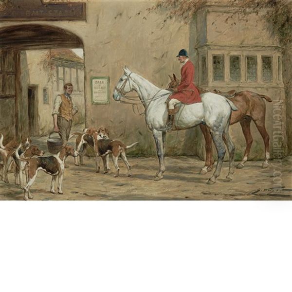 At The Stable Oil Painting by George W. Wright