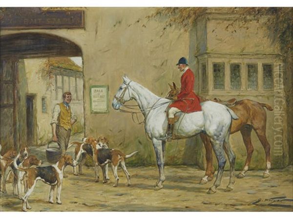 At The Stable Oil Painting by George W. Wright