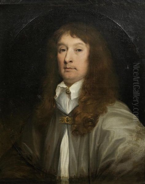 Portrait Of A Gentleman, Bust-length, In A Grey Cloak Oil Painting by John Michael Wright