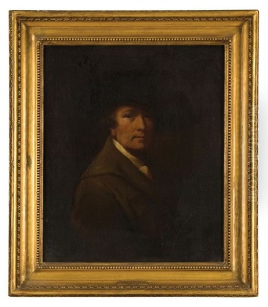 Self-portrait In A Brown Coat Oil Painting by Joseph Wright