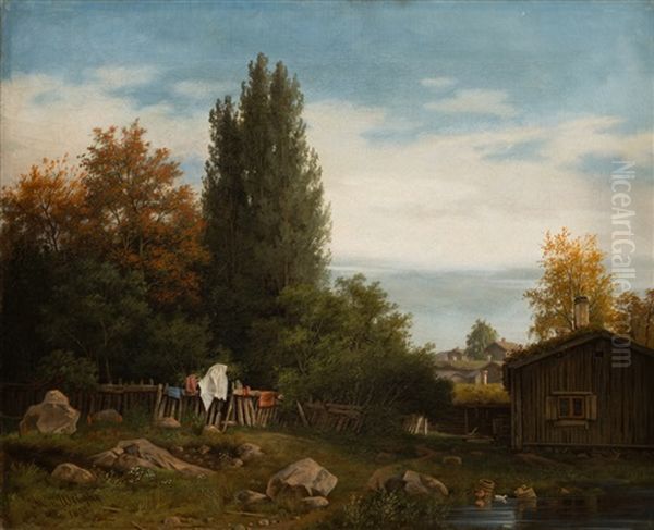 Fall Landscape From Katajanokka Oil Painting by Magnus Von Wright