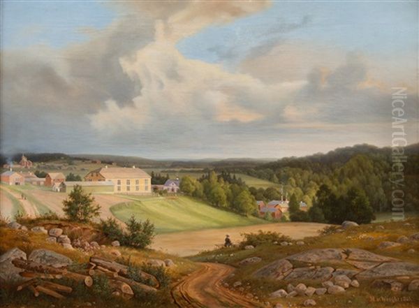 Hogfors Factory Oil Painting by Magnus Von Wright