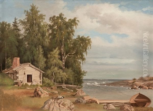 From The Shore Of Lehtisaari Oil Painting by Magnus Von Wright