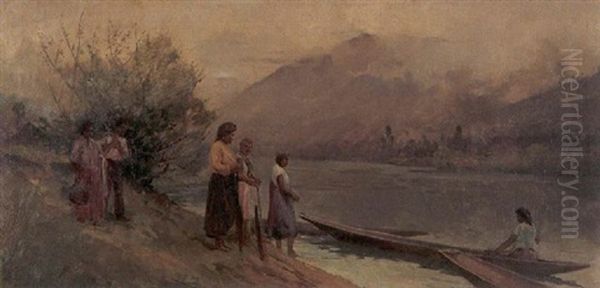 On The Waikato Oil Painting by Walter Wright