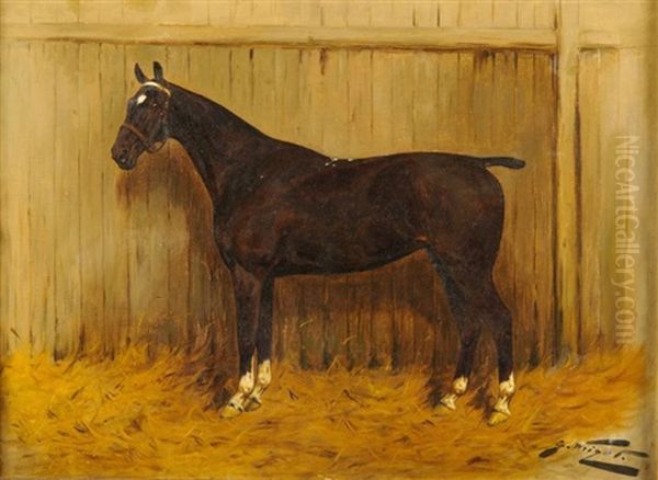 Cheval Dans L'ecurie Oil Painting by George Wright