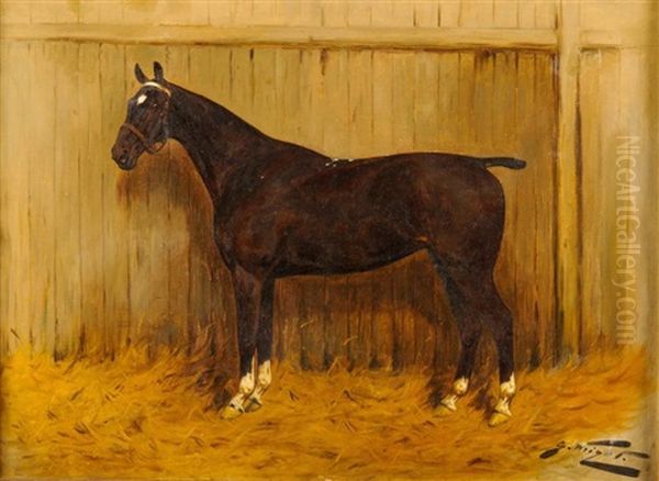 Cheval Dans L'ecurie Oil Painting by George Wright