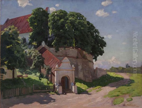 Polish Monastery On A Sunny Day Oil Painting by Konstantin Haritonov Wroblewsky