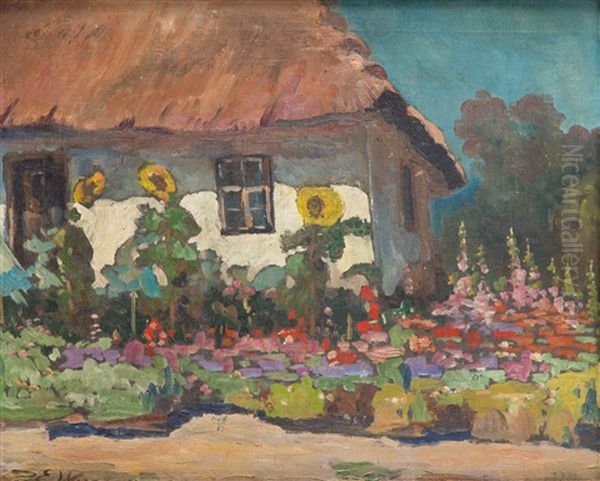 Garden In The Summer Oil Painting by Eugeniusz Wrzeszcz